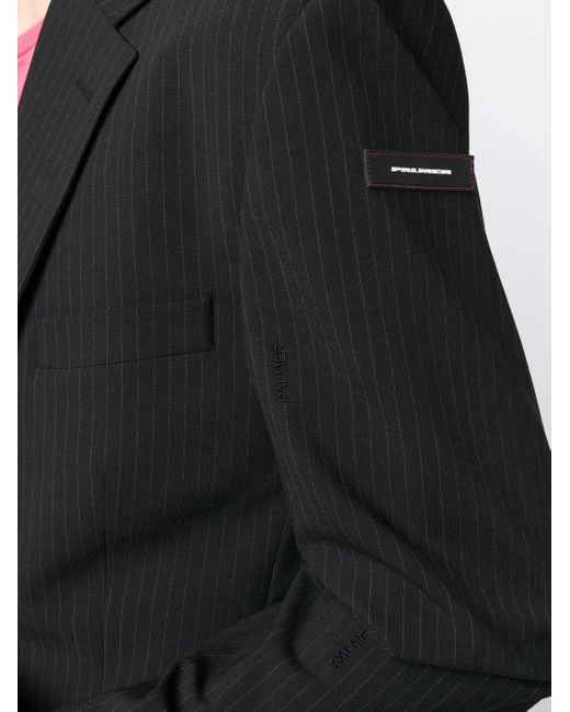 Palmier Black Pinstripe Single-Breasted Blazer for men