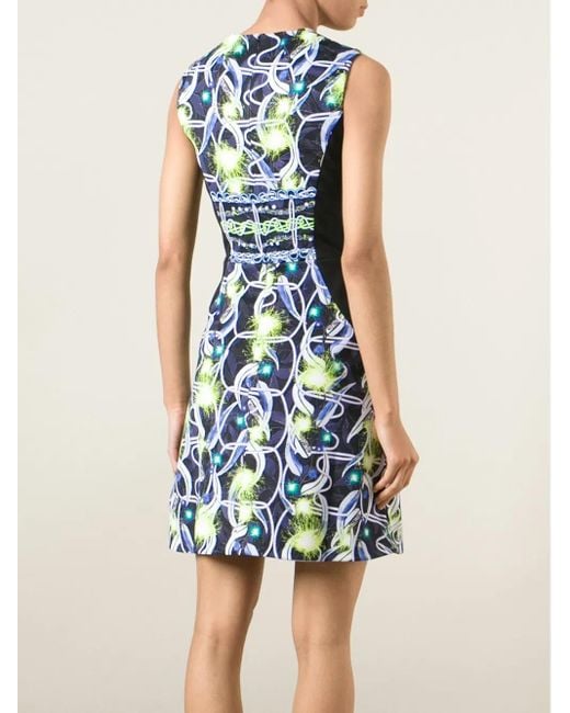 Peter Pilotto Blue Printed Panel Dress