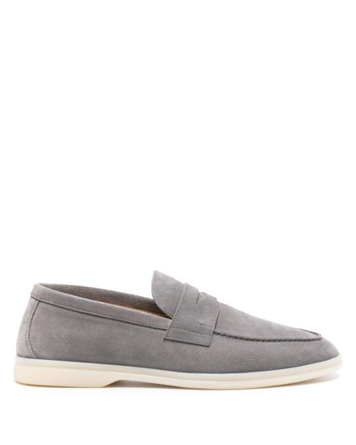 Scarosso Gray Luciano Suede Penny Loafers for men