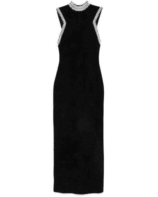 Sandro Bead-Embellished Maxi Dress in Black | Lyst