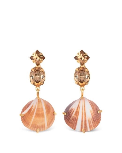 Jennifer Behr Pink Uriel Crystal-Embellished Shell Earrings