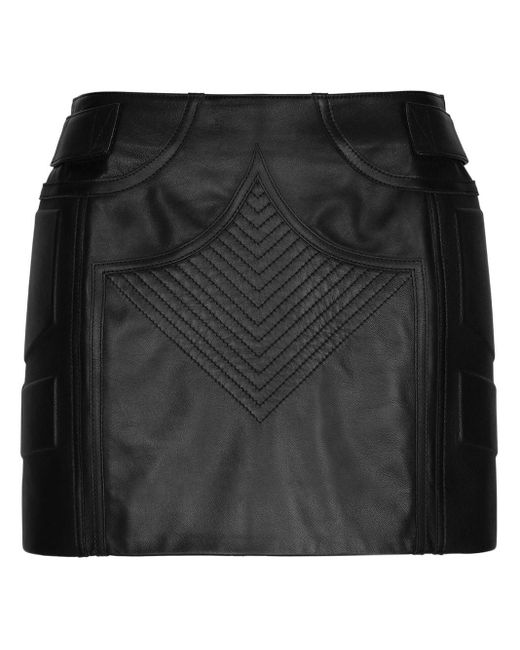 Dolce & Gabbana Mid-rise Nappa Miniskirt in het Black