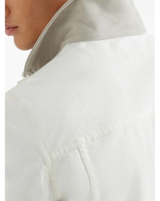 Brunello Cucinelli White Button-Up Denim Jacket for men