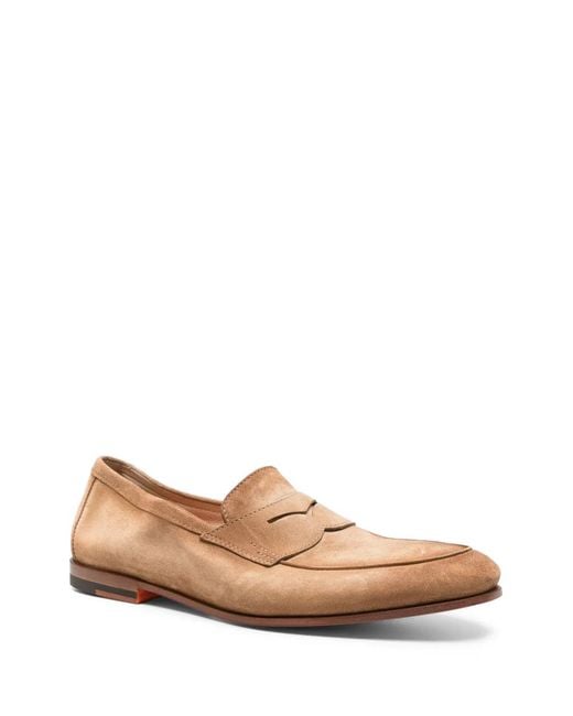 Santoni Natural Suede Loafers for men