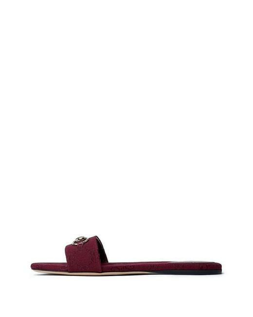 Gucci Red Horsebit Logo Slides