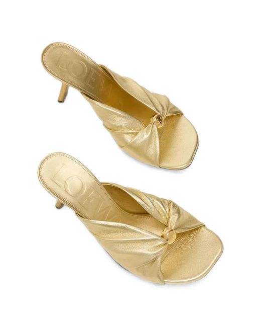 Loewe Metallic Pebble Gathered Leather Sandals