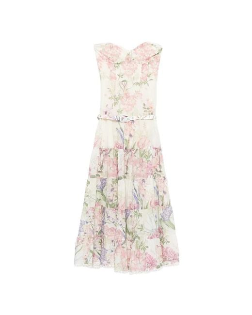 Charo Ruiz White Danny Floral-Print Belted Maxi Dress