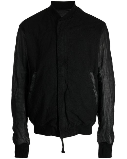 Boris Bidjan Saberi Black Collarless Zipped Lightweight Jacket for men
