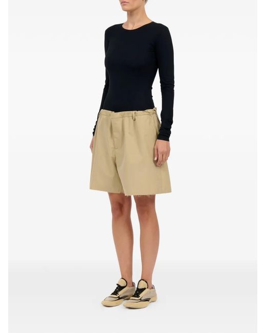 MM6 by Maison Margiela Natural Frayed-Details Cotton Shorts