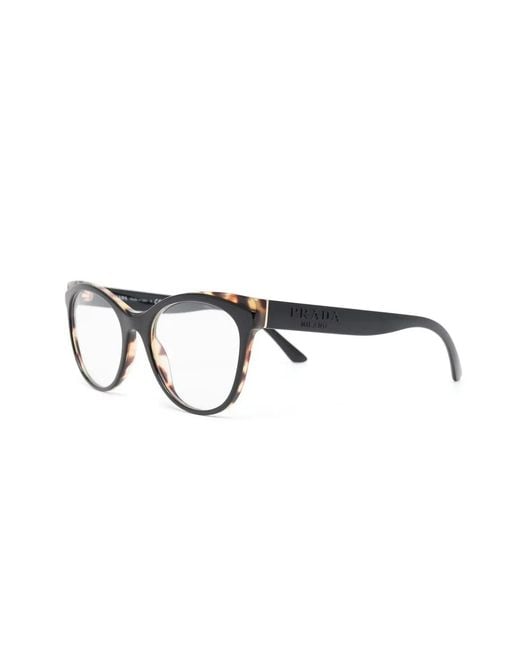 Prada Black Tortoiseshell-Effect Cat-Eye Frame Glasses