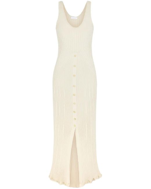 Rabanne リブニット マキシドレス White