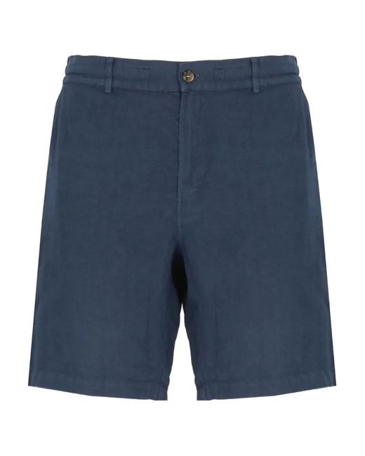 Mc2 Saint Barth Blue Ischia Linen Bermuda Shorts for men