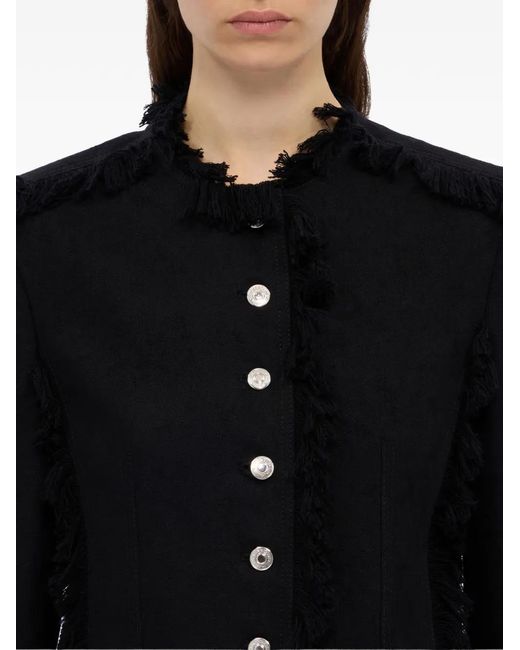 MSGM Black Fringed Buttoned Jacket