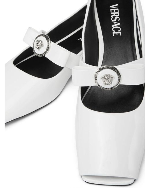 Versace White Gianni Ribbon Ballerinas