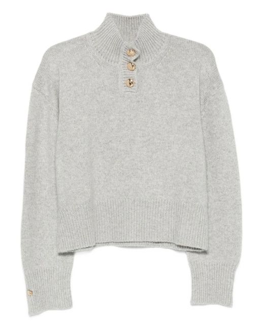 Brandon Maxwell Gray The Rowe High-neck Button-front Sweater