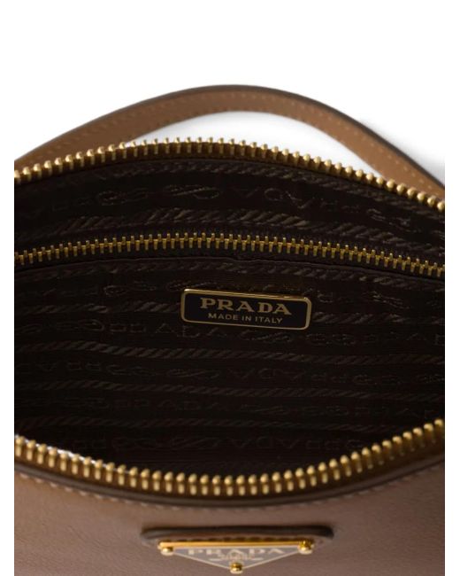 Prada Brown Leather Pouch Bag