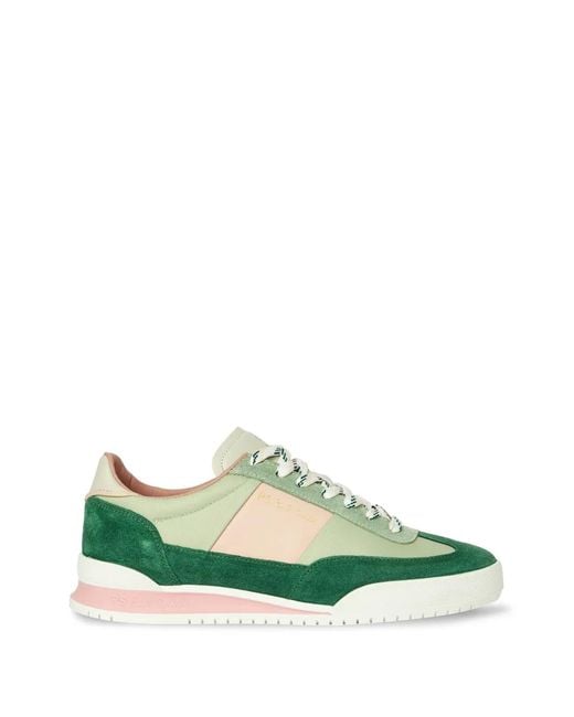 Paul Smith Green Dover Panelled Suede-Trimmed Sneakers