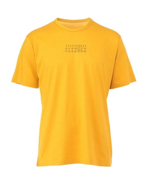 MM6 by Maison Martin Margiela Yellow Logo-Number-Printed T-Shirt for men