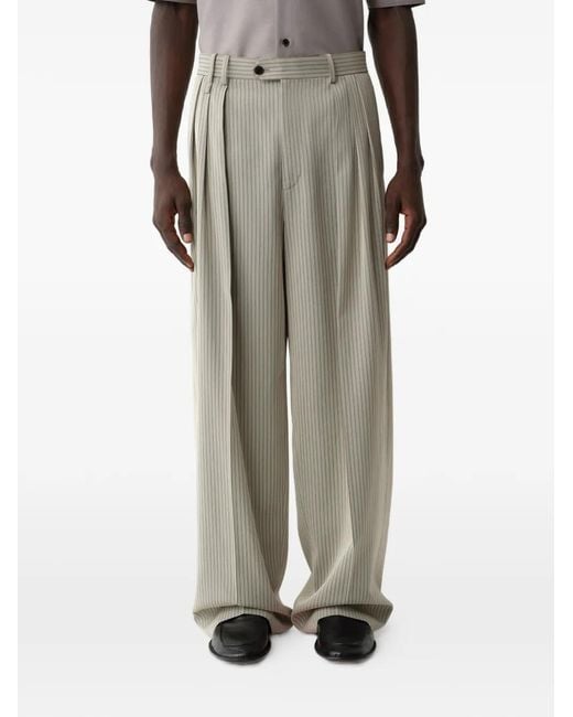 Calvin Klein Natural Pinstripe-Pattern Pleated Trousers for men