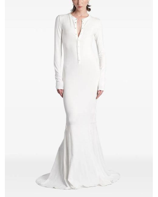 ANGELICA MONTINI STUDIOS White Ludovica Button-Up Maxi Dress