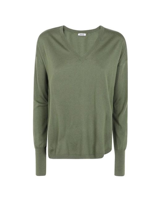 Aspesi Green V-Neck Sweater