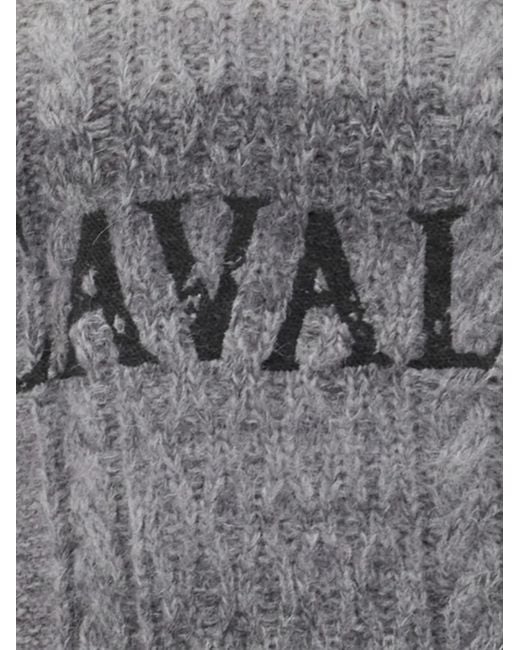Roberto Cavalli Gray Embroidered-Logo Crew-Neck Sweater for men