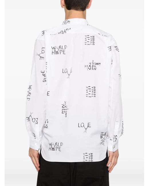 Comme des Garçons White Chemise Imprimée En Coton