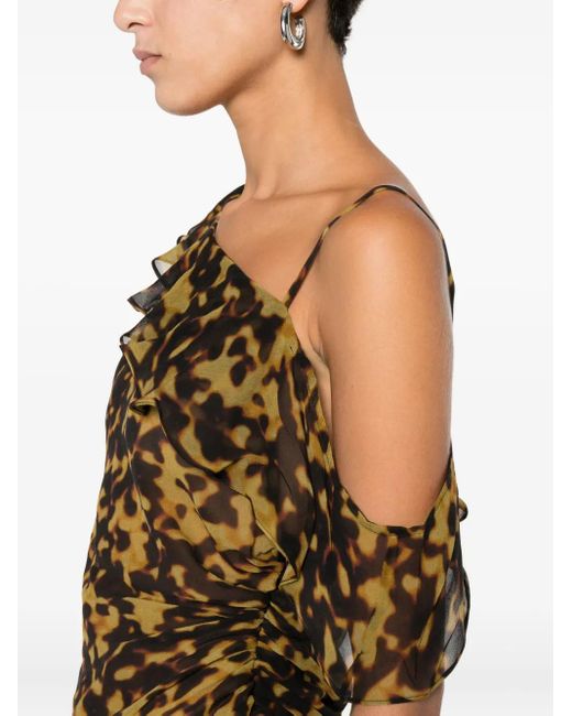 Top drapeado con ribete de volantes Christopher Esber de color Brown