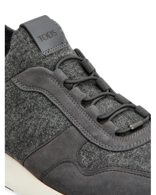 Tod's White Suede-Panelled Felt Sneakers for men