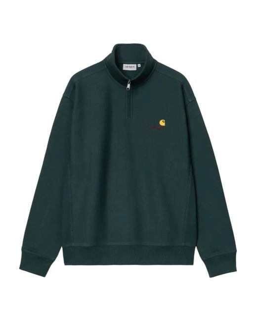 Carhartt Green Half-Zip Embroidered Sweatshirt for men