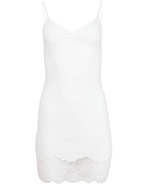 Fleur du Mal White Lace-detail Slip-on Minidress