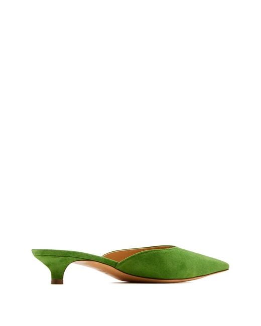 Francesco Russo Green Pointed-Toe Suede Mules