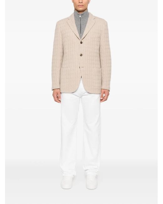 Eleventy Natural Cable-Knit Single-Breasted Blazer for men