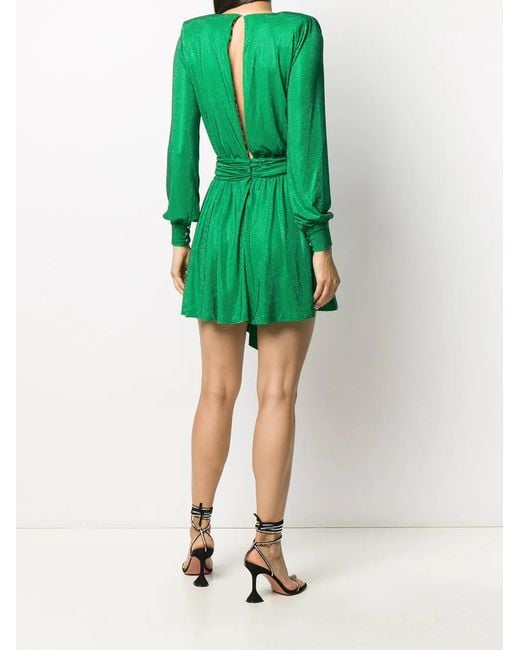 Philipp Plein Green Plunging V-Neck Dress