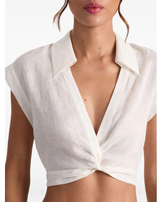 Alice + Olivia Mila Cropped Top in het White