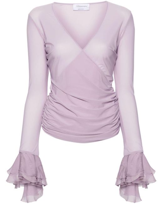 Blumarine Purple Ruched silk blouse