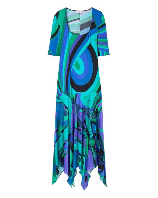 PUCCI Asymmetric-Hem Maxi Dress in Blue | Lyst PUCCI Asymmetric-Hem Maxi Dress in Blue | Lyst