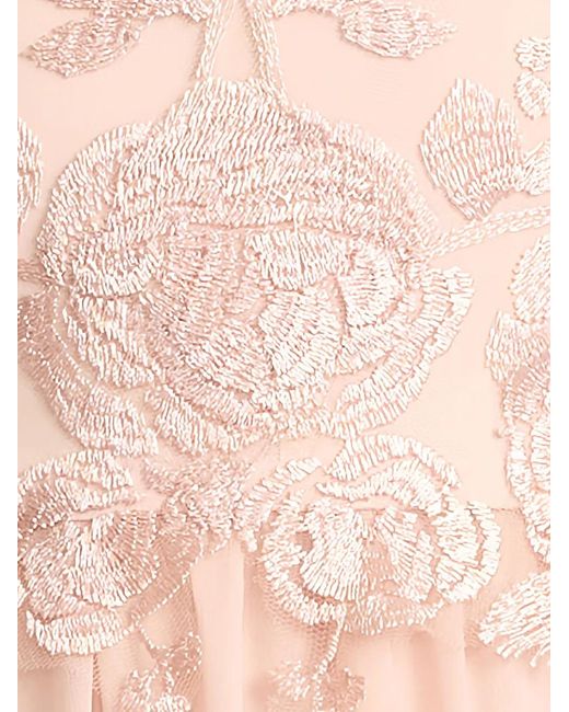 Tadashi Shoji Pink Floral Long-Sleeved Dress
