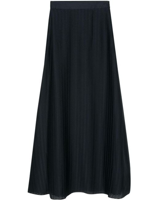 Emporio Armani Black Striped Long A-line Skirt