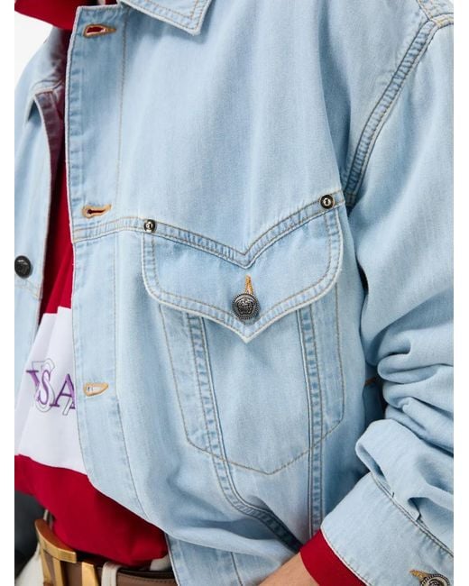 Versace Blue Elasticated-Waist Jacket for men