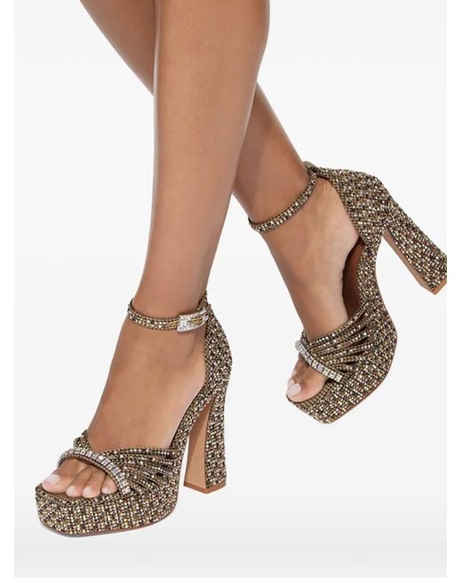 Kurt Geiger Metallic Crystal Strap Platform Sandals