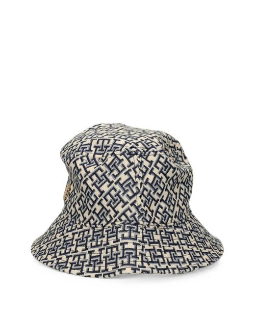 Tommy Hilfiger White Monogram-Jacquard Bucket Hat