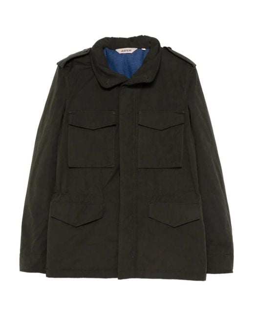 Aspesi Black Flap-Pockets Collared Jacket for men