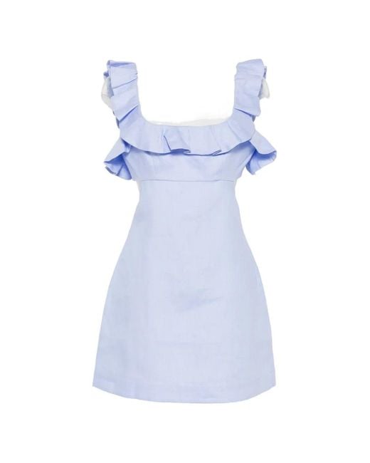 Zimmermann Blue Ruffled Cut-Out Mini Dress