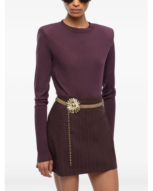 Pinko Purple Merino-Wool Sweater With Removable Shoulder Pads