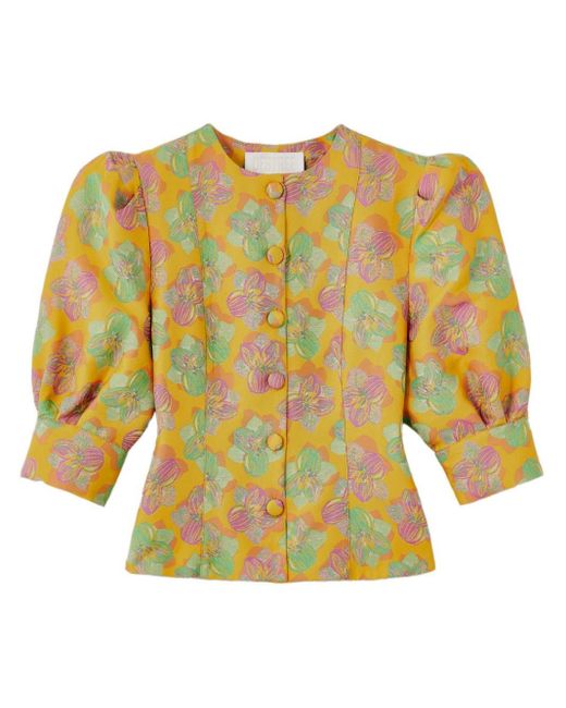 Blusa Jasper con motivo floral en jacquard D'Estree de color Yellow