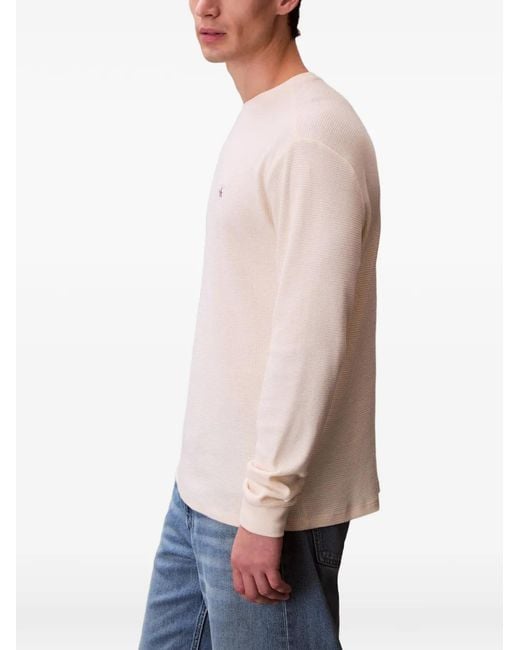 Calvin Klein White T-Shirt En Maille Gaufrée À Patch Logo for men