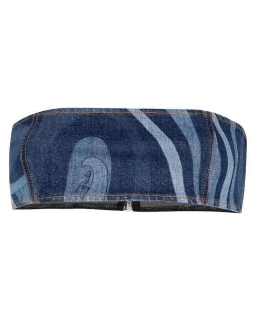 Emilio Pucci Marmo プリント バンドゥトップ Blue