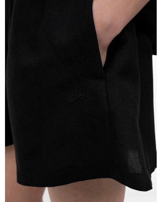 Boss Black Elasticated-Waistband Logo-Embroidered Shorts