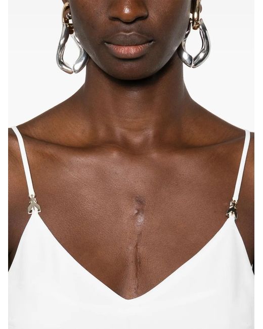 Patrizia Pepe White Logo-Plaque Midi Dress